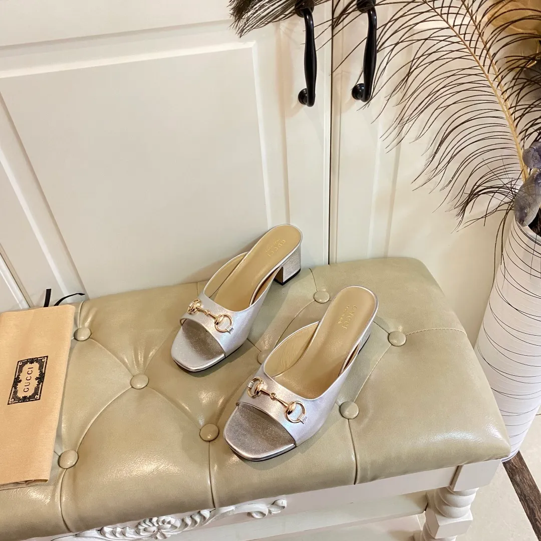 👟👟Ex-factory price 440👟👟, Gucci classic slippers, cowhide surface, sheepskin lining, 5cm heel, size 35-42 (custom-made sizes 43 and 44 are non-refundable)
